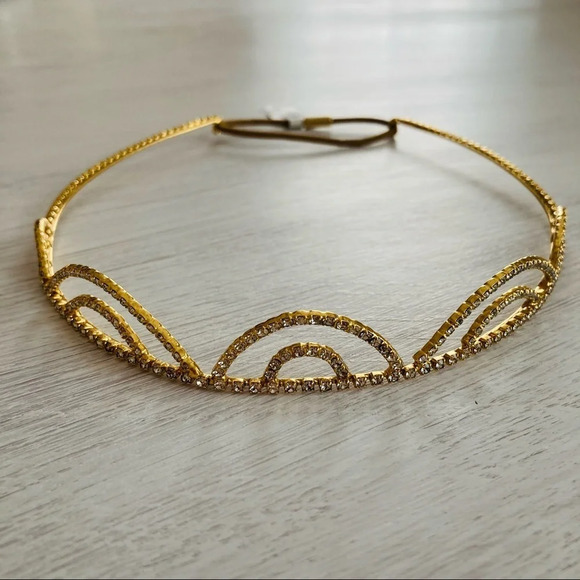 Anthropologie Jennifer Behr Elisabetta Tiara 12K Plated Gold - Picture 5 of 10